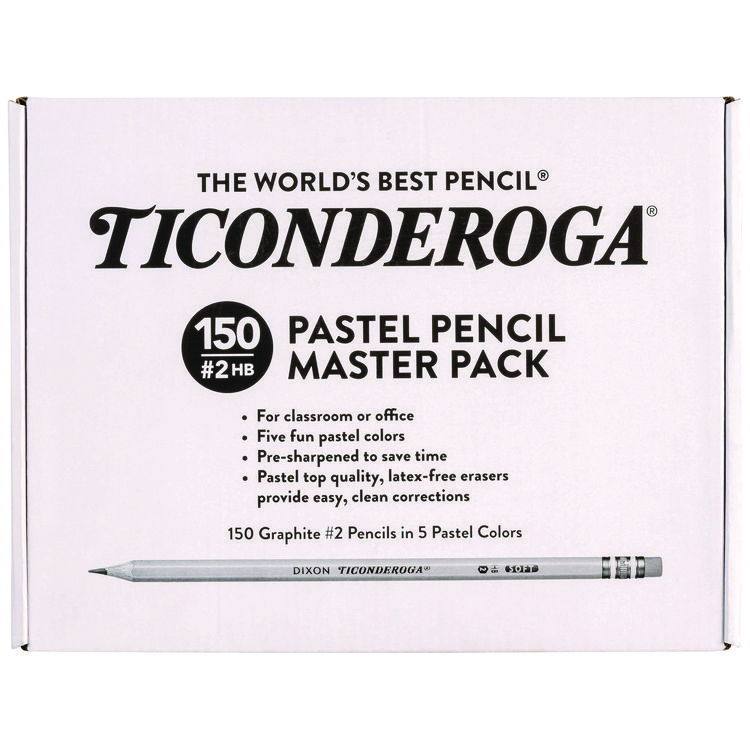 Ticonderoga Pre-Sharpened Pencil, 2.2 mm, HB (#2), Black Lead, Pastel Assorted Barrel Colors, 150/Pack (DIXX13750)