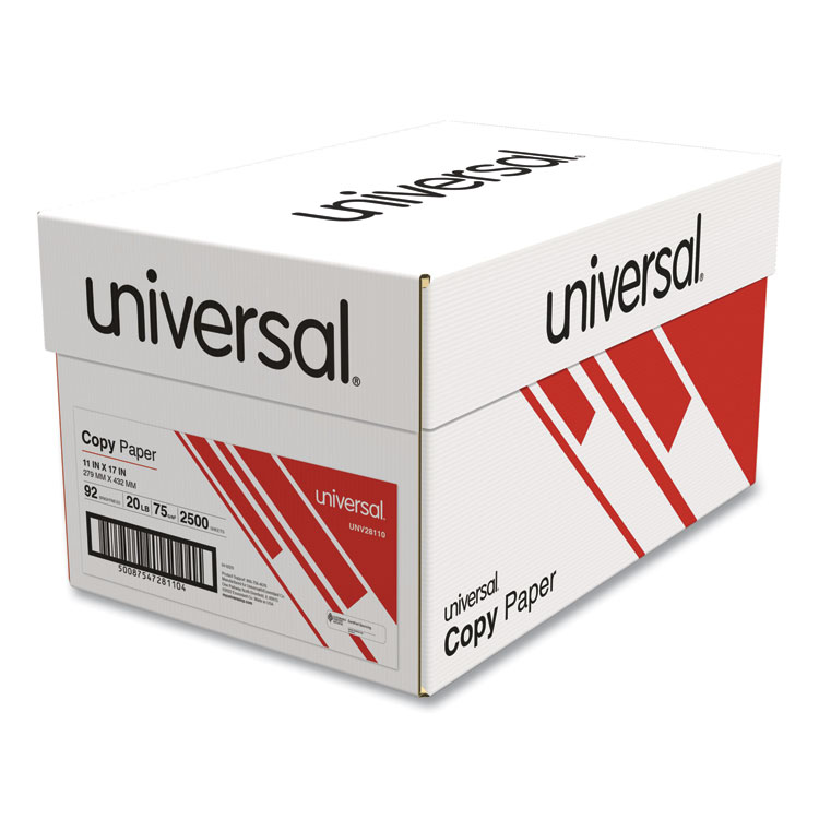 Universal Copy Paper, 92 Bright, 20 lb Bond Weight, 11 x 17, White, 500 Sheets/Ream, 5 Reams/Carton (UNV28110)