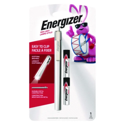 Energizer LED Pen Light, 2 AAA Batteries (Included), Silver/Black (EVEPLED23AEH)