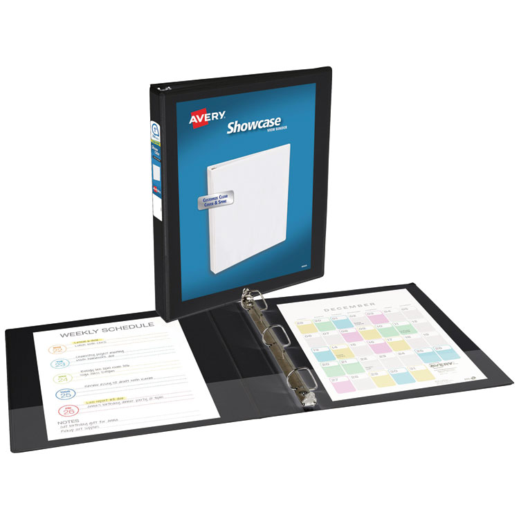 AVE19600 - Avery Showcase Economy View Binders with Slant Rings, 3 Rings, 1" Capacity, 11 x 8.5, Black (AVE19600) - Image 2
