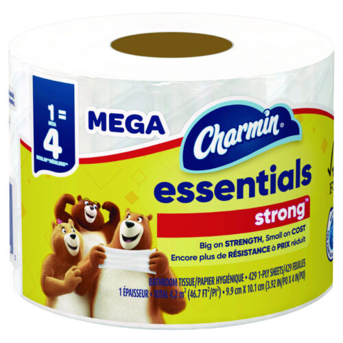 Charmin Essentials Strong Bathroom Tissue, Septic Safe, 1-Ply, White, 429/Roll, 36 Rolls/Carton (PGC05044)