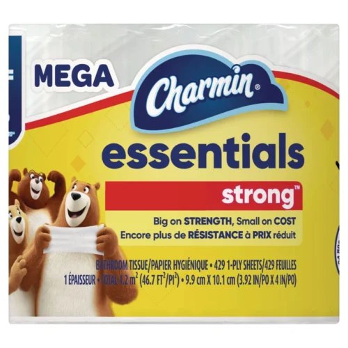 Charmin Essentials Strong Bathroom Tissue, Septic Safe, 1-Ply, White, 429/Roll, 36 Rolls/Carton (PGC05044)