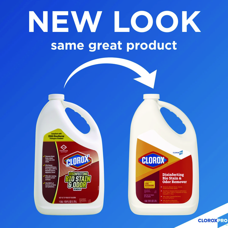 Clorox Disinfecting Bio Stain and Odor Remover, Fragranced, 128 oz Refill Bottle, 4/Carton (CLO31910)