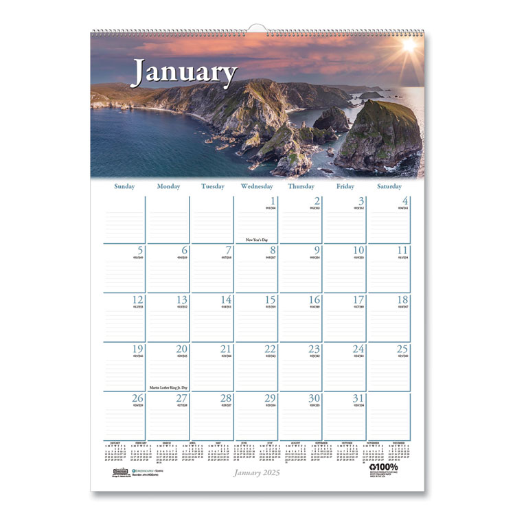 House of Doolittle Earthscapes Recycled Monthly Wall Calendar, Scenic Beauty Photography, 12 x 16.5, White Sheets, 12-Month (Jan-Dec): 2025 (HOD378)