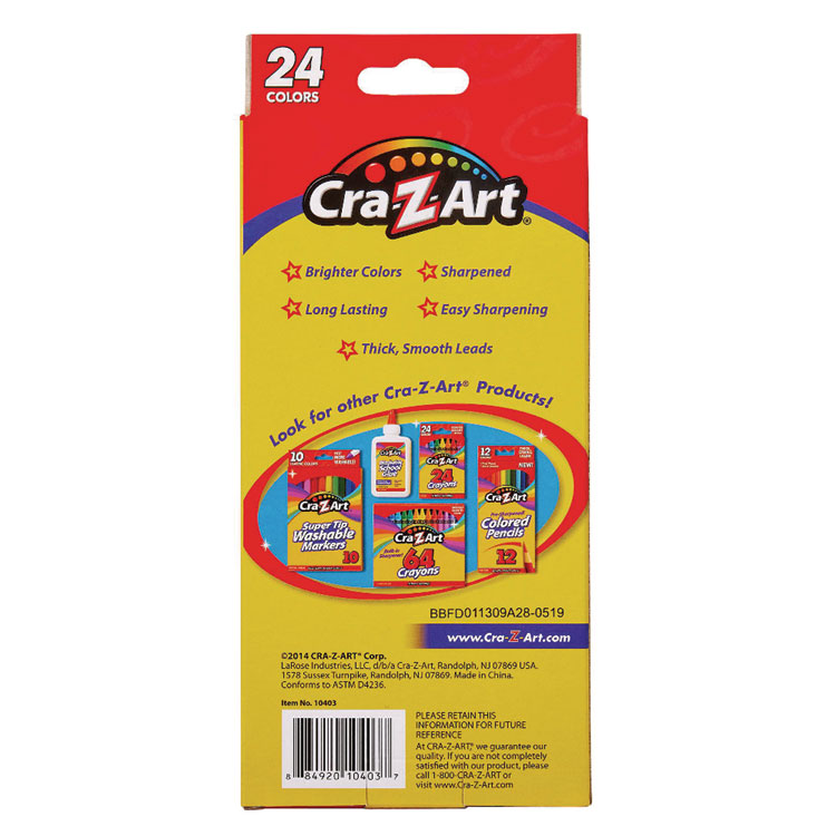 Cra-Z-Art Colored Pencils, 24 Assorted Lead and Barrel Colors, 24/Set (CZA10403WM40)
