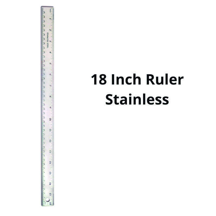 TPG Creations Stainless Steel Ruler, Standard/Metric, 18" Long, Silver, 36/Carton (TPG15836)