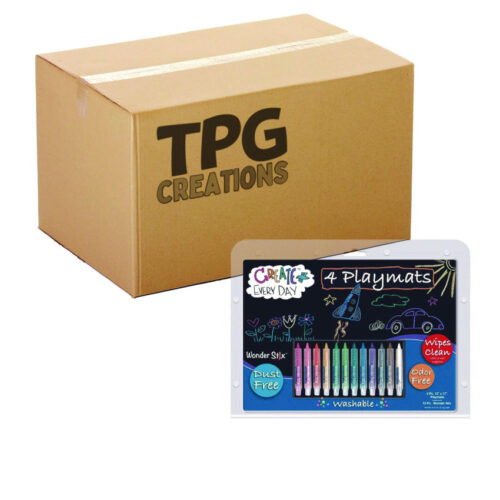 TPG Creations Wonder Stix Playmat Kit, 12 Assorted Pastel Wonderstix and 4 Playmats/Pack, 12 Packs/Carton (TPG64906)
