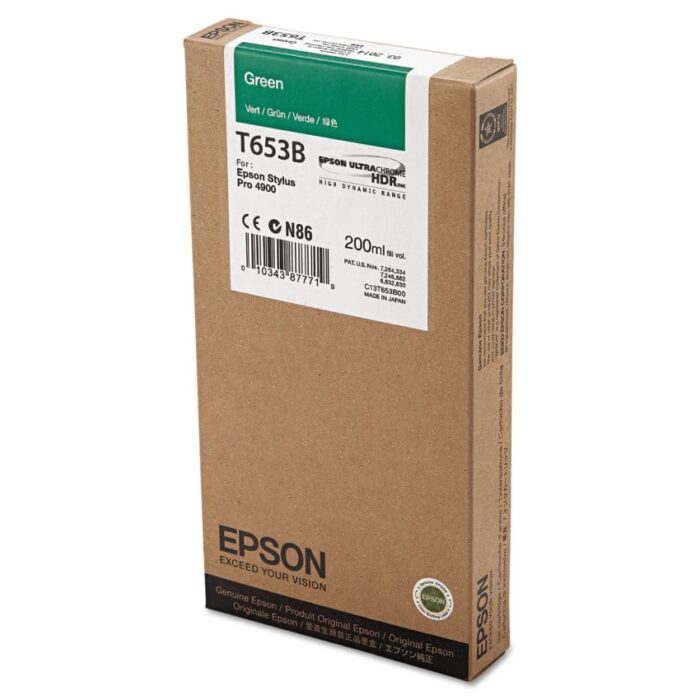 Epson T653B00 UltraChrome HDR Ink, Green (EPST653B00)