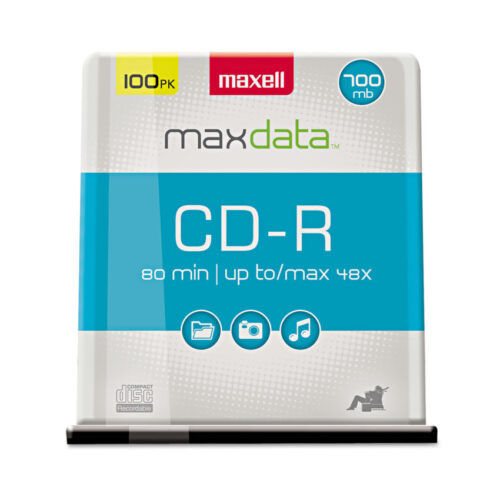 Maxell CD-R Discs, 700 MB/80 min, 48x, Spindle, Silver, 100/Pack (MAX648200)