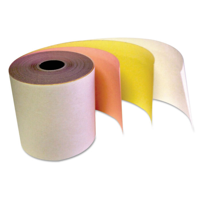 IMPRESO Carbonless Receipt Rolls, 3" x 67 ft, White/Canary/Pink, 5/Pack (TST341510PK)