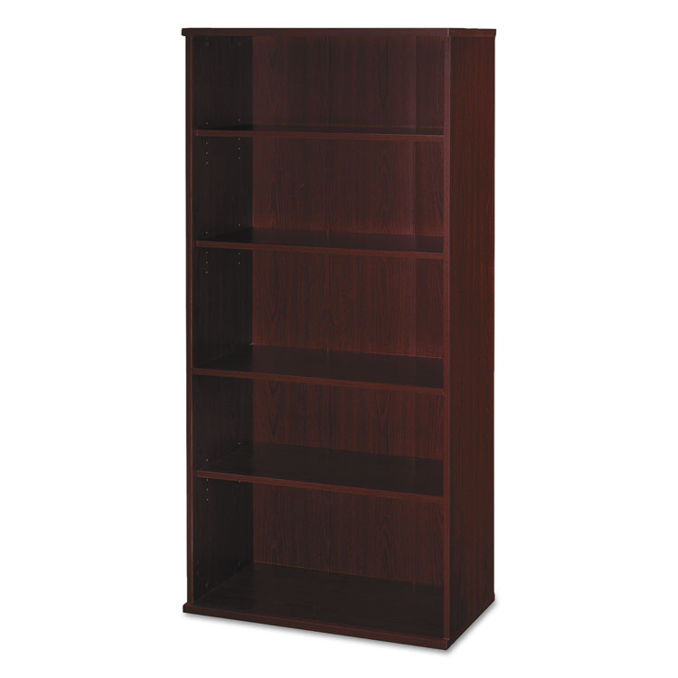 Bush Series C Collection Bookcase, Five-Shelf, 35.63w x 15.38d x 72.78h, Mahogany (BSHWC36714)