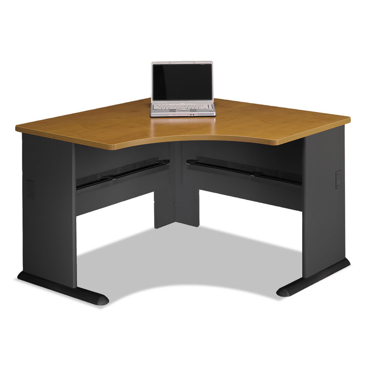 Bush Series A Collection Corner Desk, 47.25" x 47.25" x 29.88", Natural Cherry/Slate Gray (BSHWC57466)