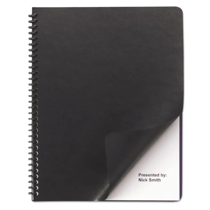 GBC Leather-Look Presentation Covers for Binding Systems, Black, 11.25 x 8.75, Unpunched, 50 Sets/Pack (GBC2001712)