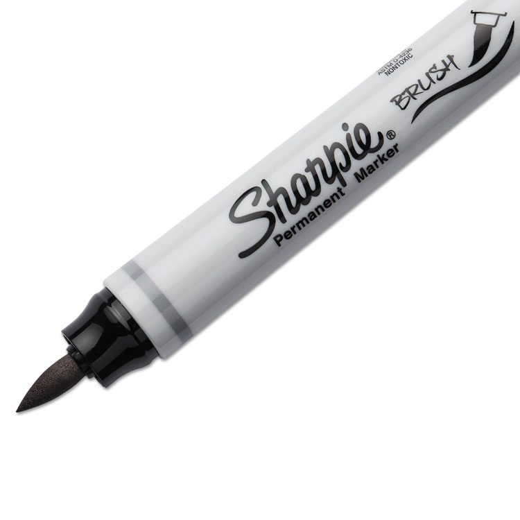 Sharpie Brush Tip Permanent Marker, Medium Brush Tip, Black, Dozen (SAN1810705)