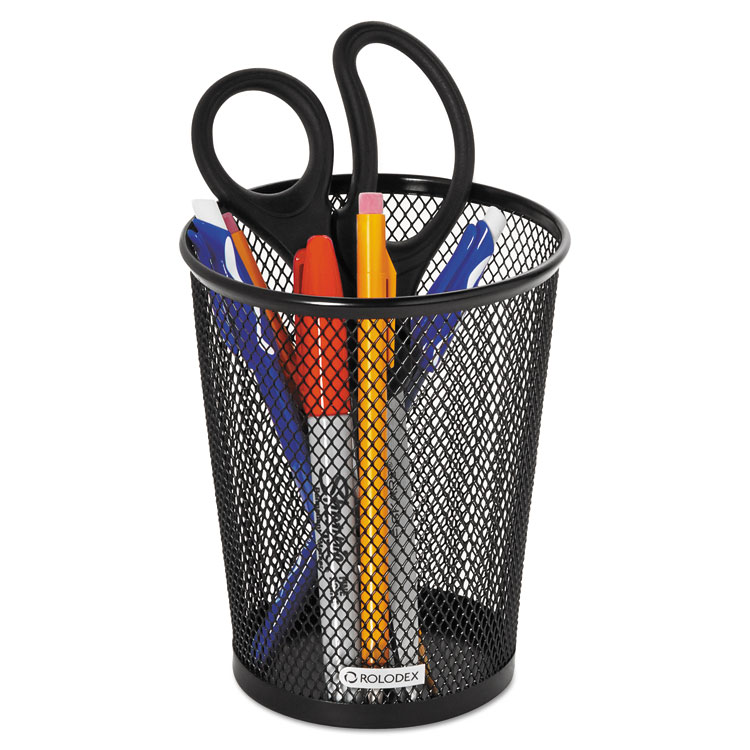 Rolodex Nestable Jumbo Wire Mesh Pencil Cup, 4.38" Diameter x 5.4"h, Black (ROL62557)