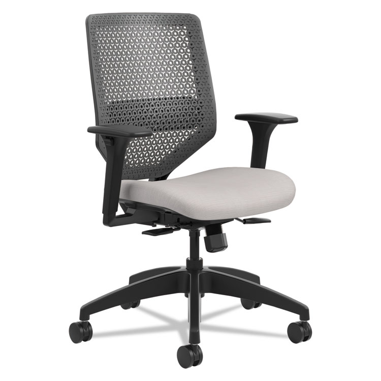 HON Solve Series ReActiv Back Task Chair, Supports Up to 300 lb, 18" to 23" Seat Height, Sterling Seat, Charcoal Back, Black Base (HONSVR1ACLC19TK)