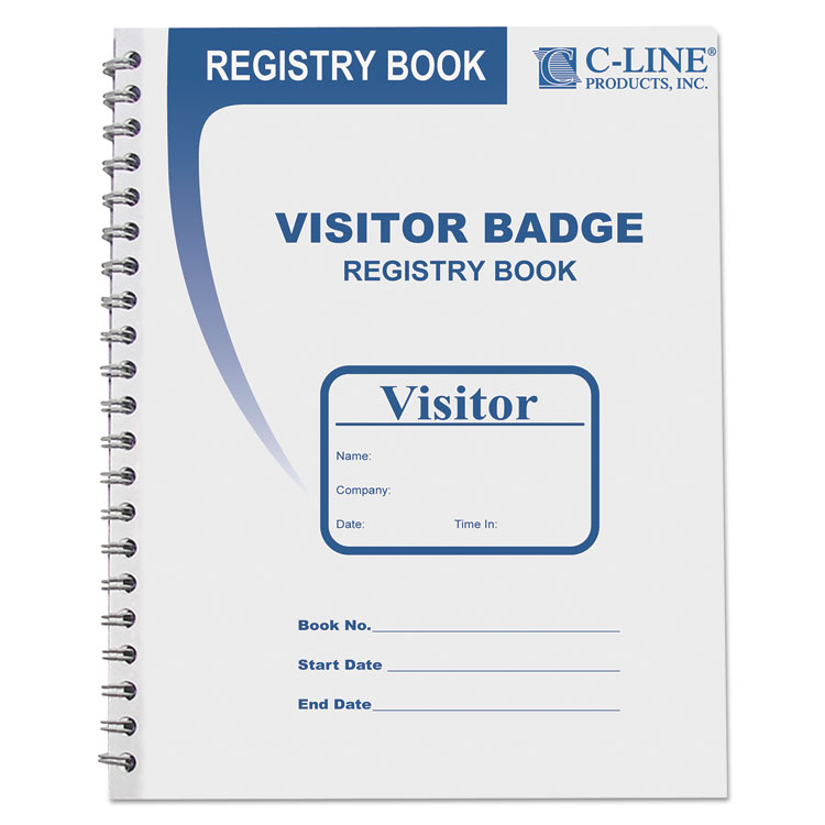 C-Line Visitor Badges with Registry Log, 3 5/8 x 1 7/8, White, 150 Badges/Box (CLI97030)