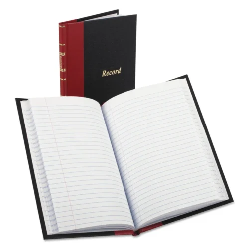 Boorum & Pease Record and Account Book with Red Spine, Custom Rule, Black/Red/Gold Cover, 7.5 x 5 Sheets, 144 Sheets/Book (BOR96304)