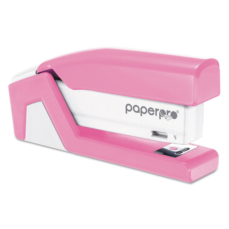 Bostitch InCourage Spring-Powered Compact Stapler with Antimicrobial Protection, 20-Sheet Capacity, Pink/Gray (ACI1588)