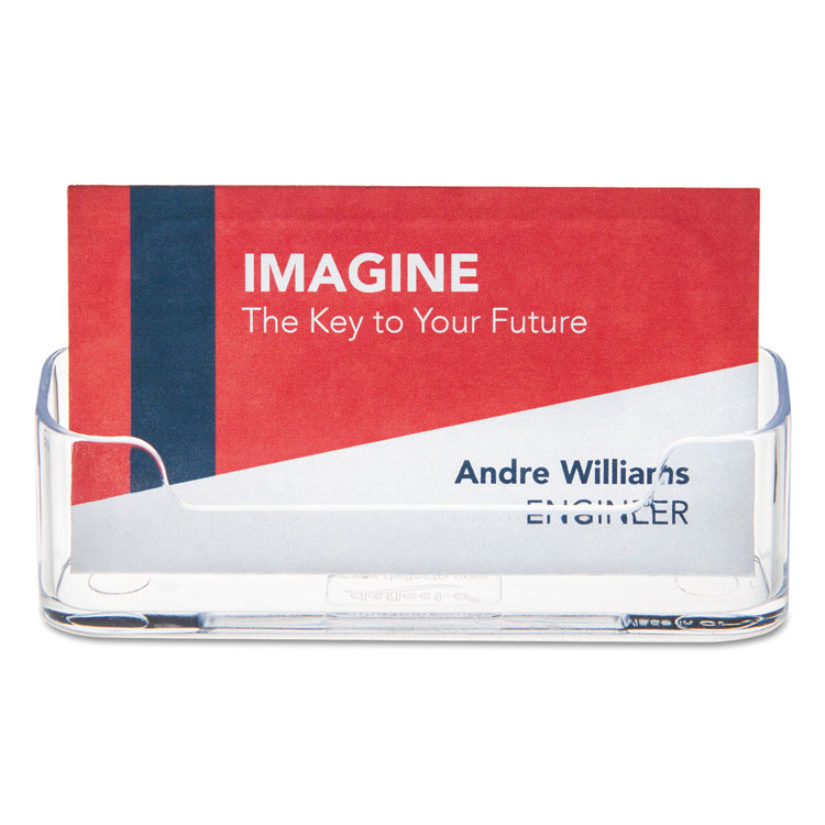 deflecto Horizontal Business Card Holder, Holds 50 Cards, 3.88 x 1.38 x 1.81, Plastic, Clear (DEF70101)