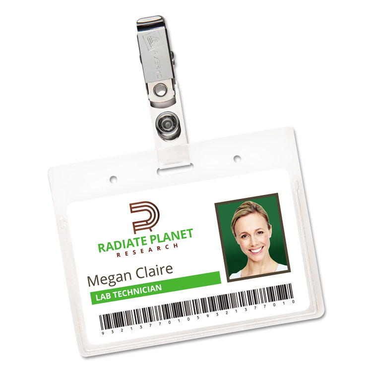 Avery Secure Top Clip-Style Badge Holders, Horizontal, 2 1/4 x 3 1/2, Clear, 50/Box (AVE2921)