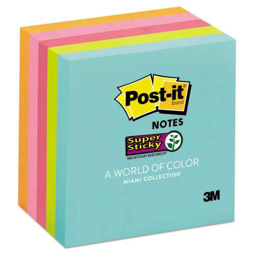 Post-it Notes Pads in Supernova Neon Collection Colors, 3" x 3", 90 Sheets/Pad, 5 Pads/Pack (MMM6545SSMIA)