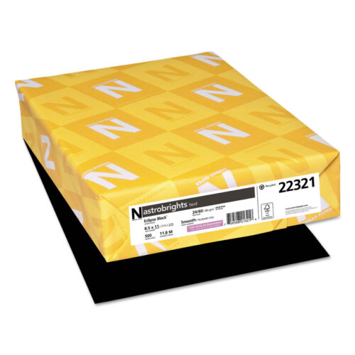 Make your prints stand out with Astrobrights Color Paper in Eclipse Black! This high-quality 24 lb bond paper is 20% thicker than standard printer paper, making it perfect for double-sided printing without bleed-through. The bold black color creates a striking background, helping you save on expensive color ink. Great for flyers, brochures, school projects, posters, signs, and crafts, this 8.5" x 11" paper adds a professional touch to any project. Pack includes 500 sheets per ream.