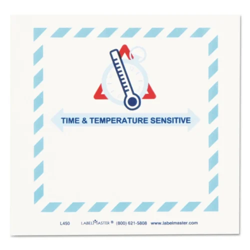 LabelMaster Shipping and Handling Self-Adhesive Labels, TIME and TEMPERATURE SENSITIVE, 5.5 x 5, Blue/Gray/Red/White, 500/Roll (LMTL450)