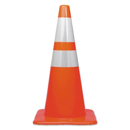 Tatco Traffic Cone, 14 x 14 x 28, Orange/Silver (TCO25900)