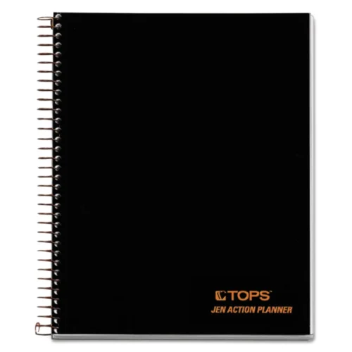 TOPS JEN Action Planner, 1-Subject, Narrow Rule, Black Cover, (100) 8.5 x 6.75 Sheets (TOP63828)