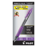 Pilot G2 Premium Gel Pen, Retractable, Fine 0.7 mm, Purple Ink, Smoke/Purple Barrel, Dozen (PIL31029)