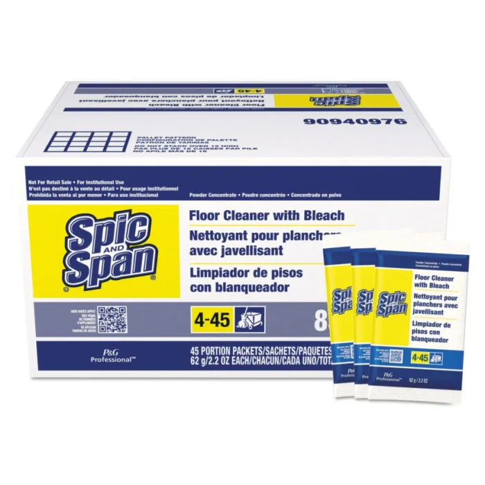Spic and Span Bleach Floor Cleaner Packets, 2.2oz Packets, 45/Carton (PGC02010)