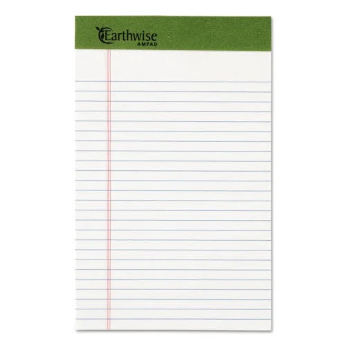 Ampad Earthwise by Ampad Recycled Writing Pad, Narrow Rule, Politex Green Headband, 50 White 5 x 8 Sheets, Dozen (TOP20152)