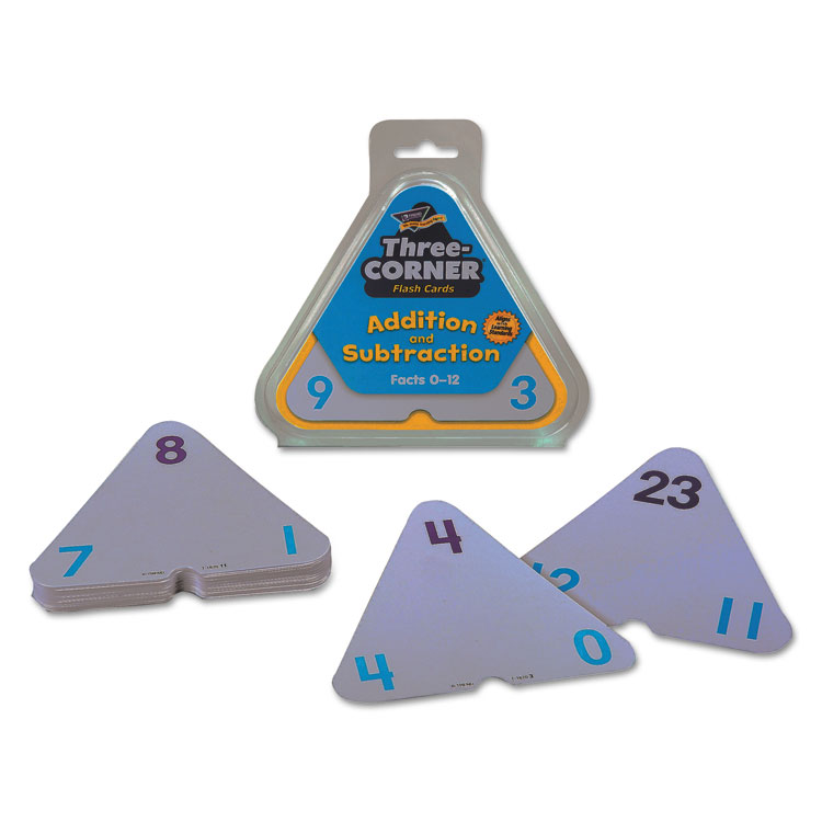 TREND Three-Corner Flash Cards, Addition/Subtraction, 5.5 x 5.5, 48/Set (TEPT1670)