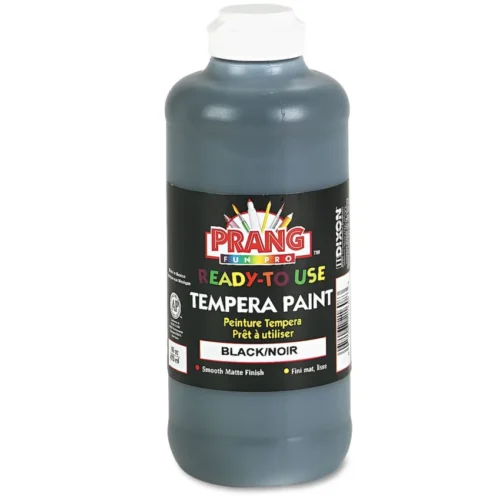 Prang Ready-to-Use Tempera Paint, Black, 16 oz Dispenser-Cap Bottle (DIX21608)