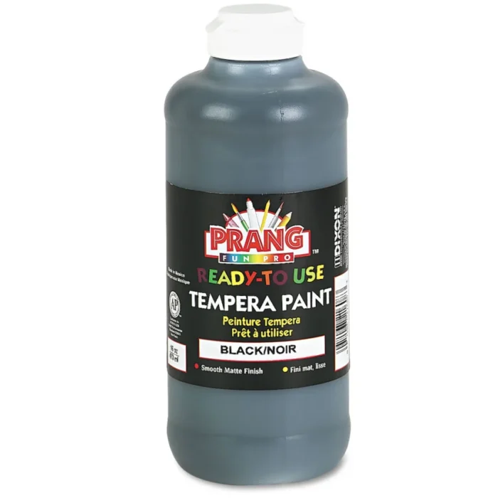 Prang Ready-to-Use Tempera Paint, Black, 16 oz Dispenser-Cap Bottle (DIX21608)