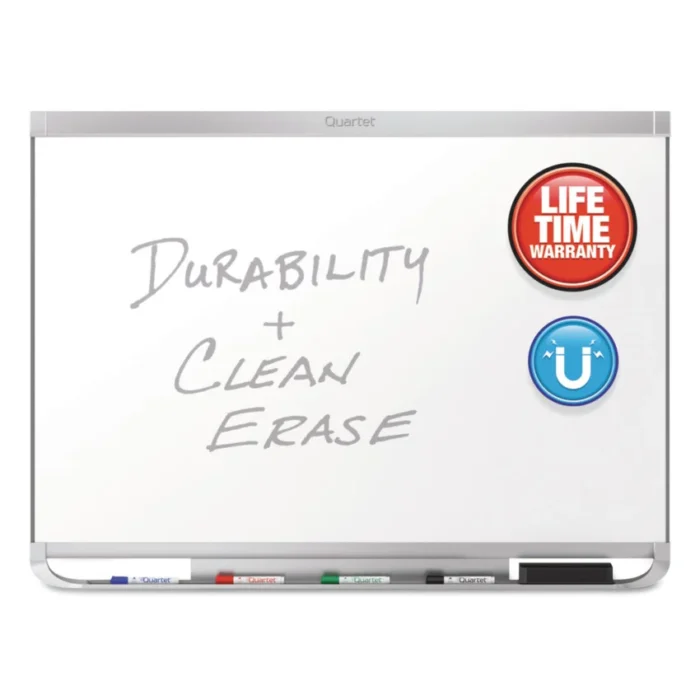 Quartet Prestige 2 DuraMax Magnetic Porcelain, 48 x 36, White Surface, Silver Aluminum/Plastic Frame (QRTP554AP2)