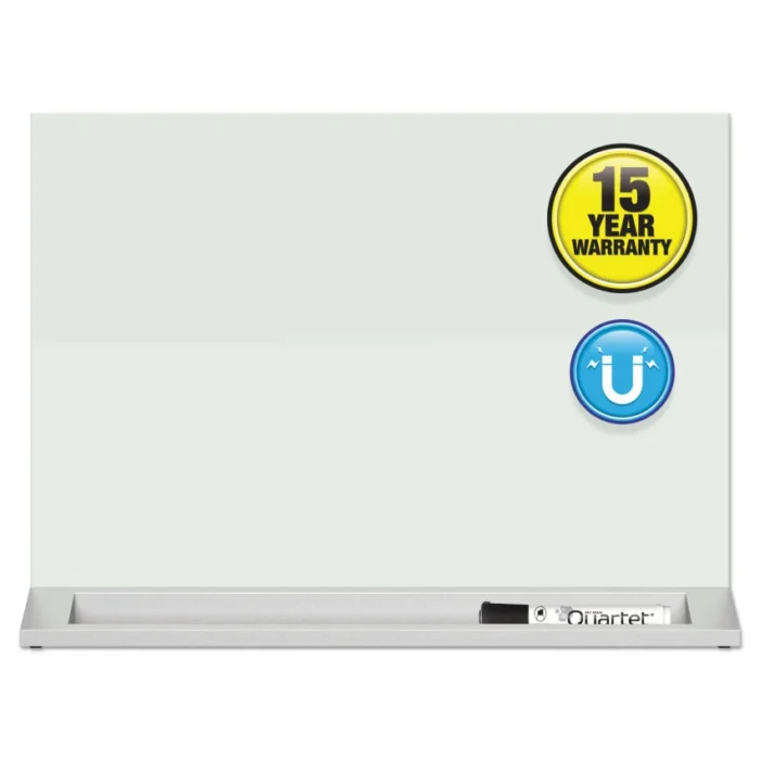Quartet Desktop Magnetic Glass Dry-Erase Panel, 23 x 17, White Surface (QRTGDP1723W)