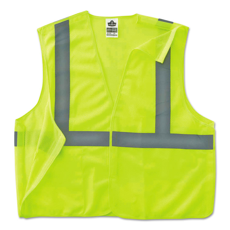 ergodyne GloWear 8215BA Type R Class 2 Econo Breakaway Mesh Safety Vest, 4X-Large to 5X-Large, Lime (EGO21079)