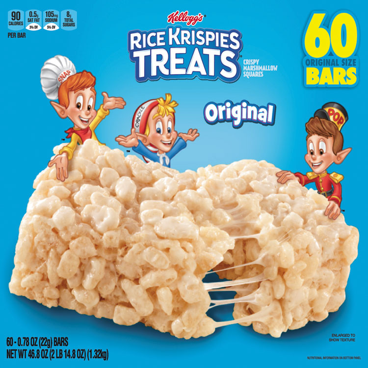 Kellogg's Rice Krispies Treats, Original Marshmallow, 0.78 oz Pack, 60/Carton (KEB17120)