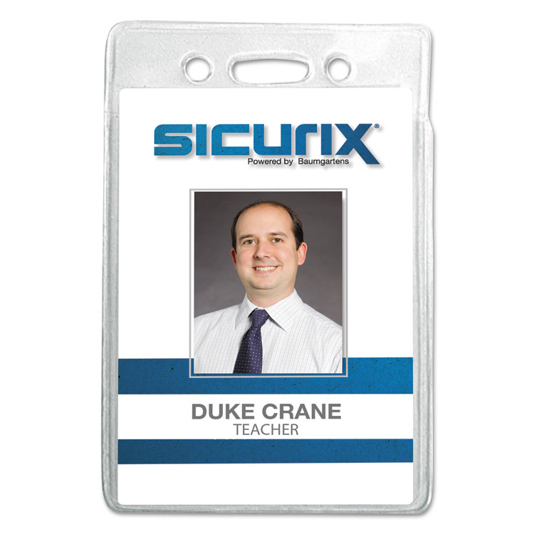 SICURIX Badge Holder, Vertical, 2.75 x 4.13, Clear, 12/Pack (BAU67820)