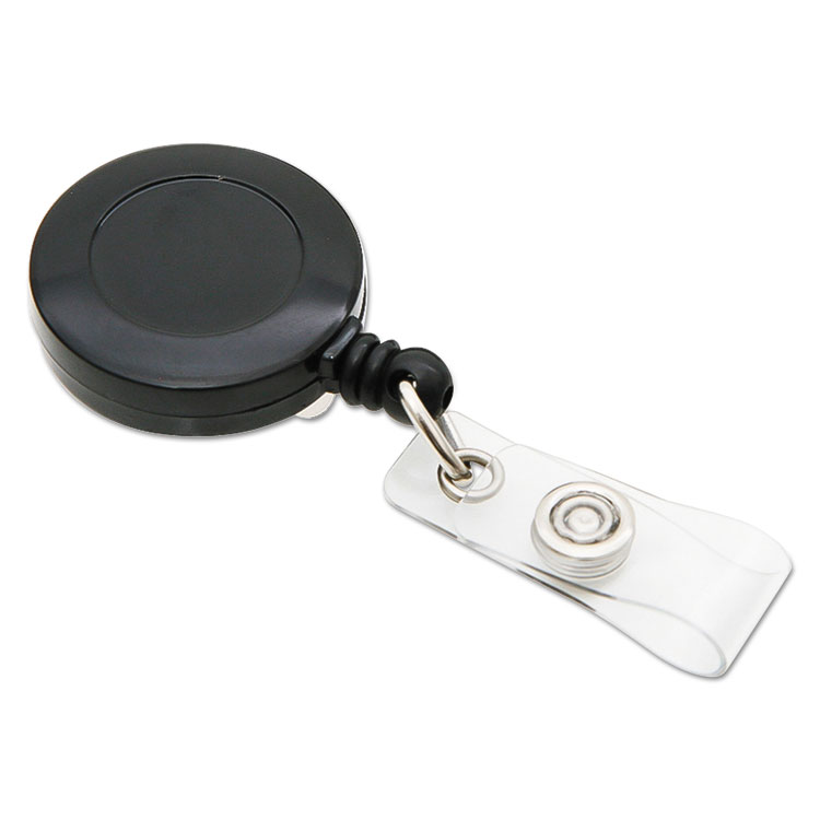 SICURIX ID Slide-Style Belt Clip Card Reels, 30" Extension, Black, 25/Pack (BAU68424)