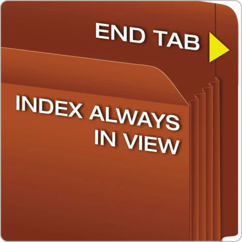 Pendaflex Heavy-Duty End Tab File Pockets, 3.5" Expansion, Letter Size, Red Fiber, 10/Box (PFX95343)
