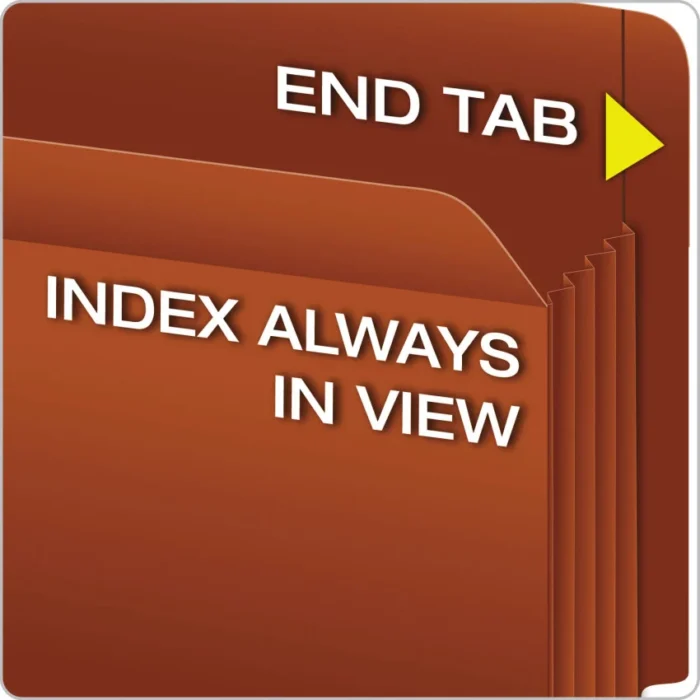 Pendaflex Heavy-Duty End Tab File Pockets, 3.5" Expansion, Letter Size, Red Fiber, 10/Box (PFX95343)