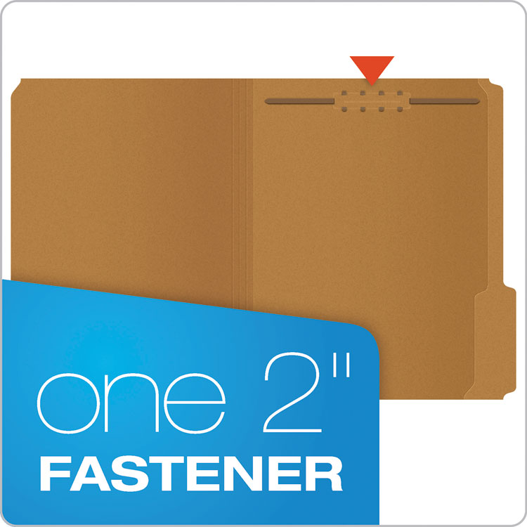 Pendaflex Kraft Fastener Folders, 1/3-Cut Tabs, 1 Fastener, Letter Size, Kraft Exterior, 50/Box (PFXFK211)