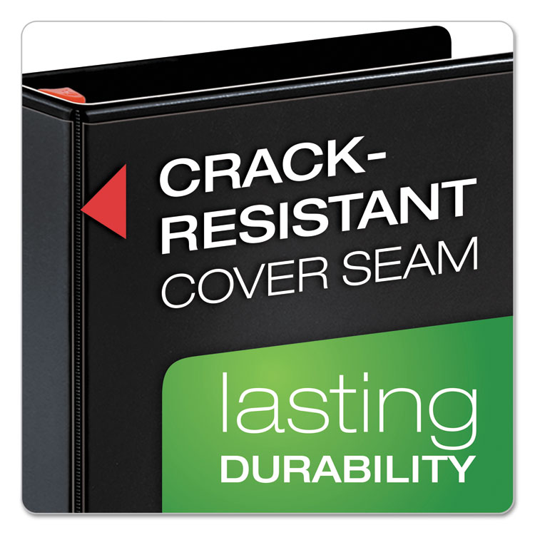 Cardinal XtraLife ClearVue Non-Stick Locking Slant-D Ring Binder, 3 Rings, 4" Capacity, 11 x 8.5, Black (CRD26341)