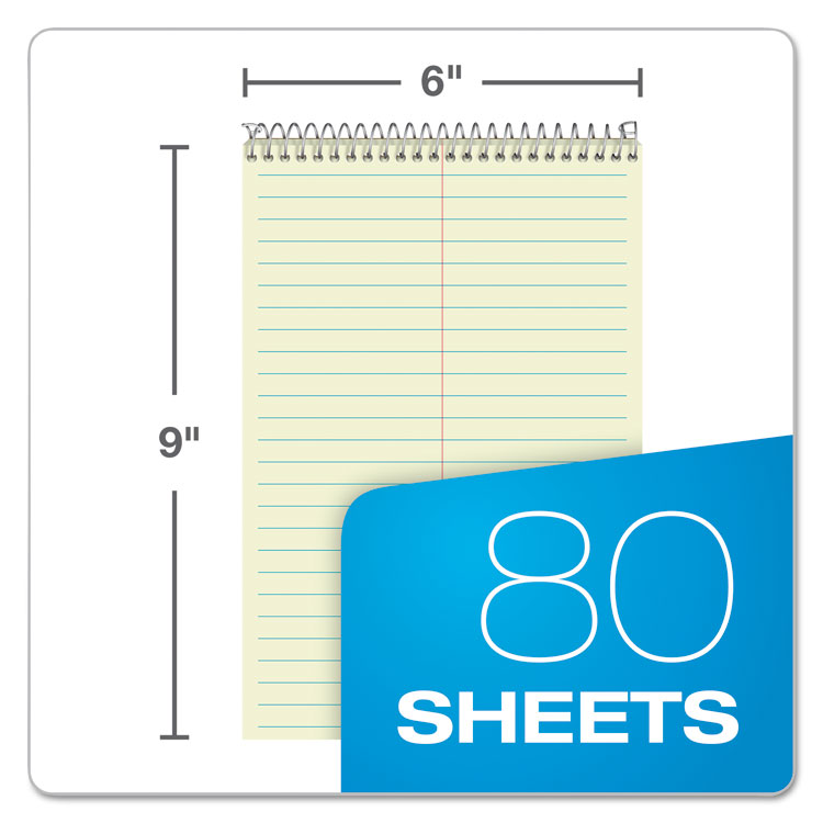 Ampad Steno Pads are easy-to-use note pads for home, school, or work. They flip from the top with a spiral that won't snag, and the pages tear out easily. Each pad has 80 green-tinted sheets with lines for writing. They are 6 x 9 inches and come in a pack of six.