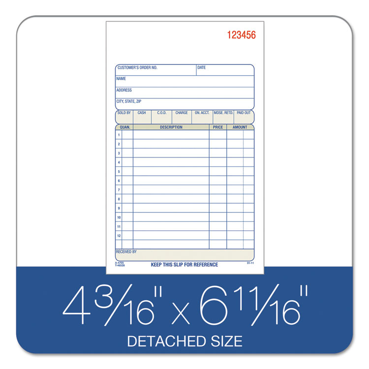 ABFDC4705 - Adams Multipart Sales Order Pad, 12 Lines, Two-Part Carbonless, 4.19 x 6.69, 50 Forms Total (ABFDC4705) - Image 2