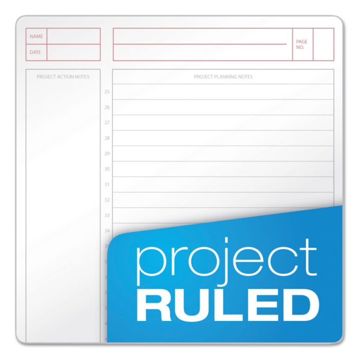 TOPS JEN Action Planner, 1-Subject, Narrow Rule, Black Cover, (100) 8.5 x 6.75 Sheets (TOP63828)