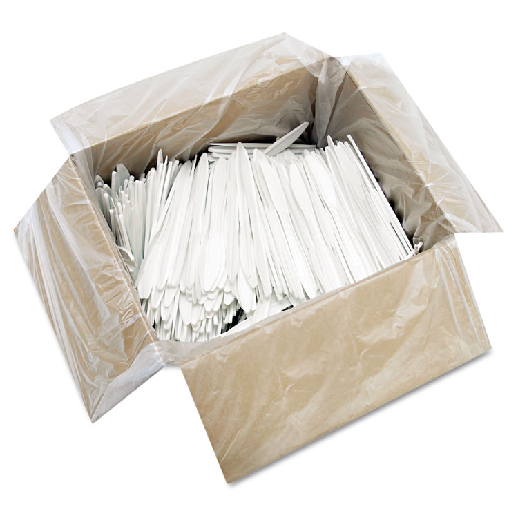 Dart Style Setter Mediumweight Plastic Knives, White, 1000/Carton (DCCK6BW)